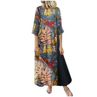 Dyegold sandresses za ženska Ležerna plaža - maturalne haljine za žene okrugli vrat rukavi cvjetni print