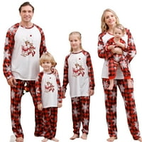 Kelajuan Božićna porodica Pajamas Podudarni set Elk Print dugih rukava i elastične hlače Loungewear Meka odjeća