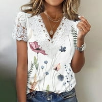 Ženska majica čipke Ležerne prilike za majicu s kratkim rukavima s kratkim rukavima Majica