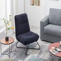 Moderna tedddy tkanina naglasak, tapacirana ležaljka bez rukava sa metalnim prekrižjom i ergonomskim naslonom, kombiniralica za čitanje stolice za dnevnu sobu, tamnoplavu