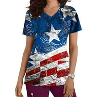Ženska dan nezavisnosti kratki rukav Shirt Summer CrewNeck Nursing Top American Flag Print majice Ležerne