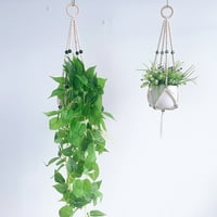 MacRame biljni vješalica unutarnje vanjsko viseće biljne biljke, ručno rađeni pamučni viseći šetnju košara sa cvjetnim nosačem za cvijeće za boemski zidni kućni dekor