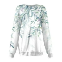 SKSLOEG T majice za žene Grafički plus veličine vrhovi cvjetni ispisani duks dugih rukava Bluze Ljeto