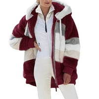 Ženska zimska jakna Fuzzy Fleece Šarena lagana puffer jakna za svakodnevno druženje za kupovinu L Green