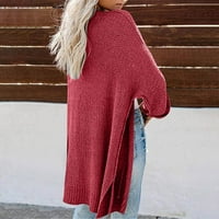 Elegantni čvrsti prevelizirani džemperi za žene dugih rukava dugih dugih rukava za žene pletene otvorene