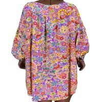 Paille Dame Ljeto V izrez Jednostavna majica Dress Swing Holiday Sandress dugih rukava Kaftan kratke