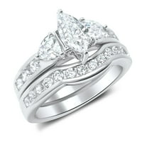 Njegov njen CZ Vjenčani prsten set Sterling podudarajući srebrne crne titanijske trake za njega