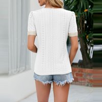 Ženski ljetni vrhovi Casual V izrez Čipkaste majice kratki rukav labav fit bluza