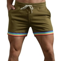 Puawkoer muns ljeto Čvrsta boja duge hlače džepne crtanje labavih ležernih sportova trčanje ravnih kratkih