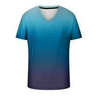 Giligiliso Men Casual V-izrez Gradijent ispisa Pulover Fitness Sportski šorts rukavi majica