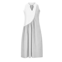 Haljine za žene ženske nove ljetne casual haljine V-izrez Solid Color Fashion midi haljina čipka s kratkim