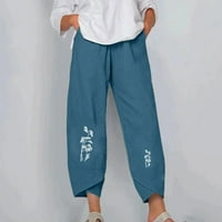 Ženska pamučna posteljina Pocket Harem Cropped Pant Summer Clearance Elastična struka modna bambusa