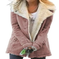 Kaputa od kapice kaputa od kaputa od punog boja dugih rukava Otvorena prednja zimska topla odjeća ružičaste