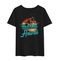 -Hirts ženska havajska plaža kokosovo drvo tiskane majice ljetni casual majica kratkih rukava s okruglim