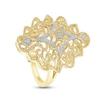 Carat Okrugli oblik bijeli prirodni dijamantski filigranski zaručnički prsten u 14K žutom zlatu preko