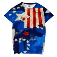 Muška majica Američka zastava Dan nezavisnosti Ispis okruglog vrata Slobodna majica s kratkim rukavima