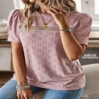 Dabuliu Žene Ljetni vrhovi labavi fit šuplji majice kratki rukav čipka za majice Casual pamučne majice