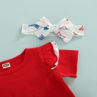 Dan nezavisnosti Odjeća za djecu Djevojčica postavljena prva 4. jula majica kratkih rukava + lukovi