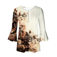 SKSLOEEg Ljetni vrhovi za žene cvjetni print Sakrij trbušni tunički ljetni rukavi majice Dugi Flowy