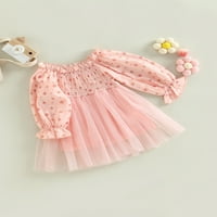 Inevnen Baby Girls haljine s dugim rukavima cvjetni leptir od tilla patchwork a-line haljina