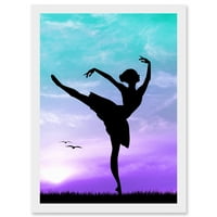 Foto se mock up silueta zalazak sunca balet plesačica A umjetnička djela uokvirena zidna umjetnička