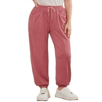Ženske casual pantalone nacrtajući struk čvrstog dukseva Dusty Ružičasta S
