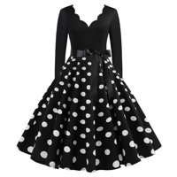 Noć vještica, vintage V izrez 1950-ih Domaćica večernja party mamurska haljina za žene, retro ljuljačka
