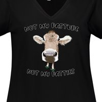 Inktastična smiješna krava ne moj pašnjak ne moje majice za žene plus veličine V-izrez