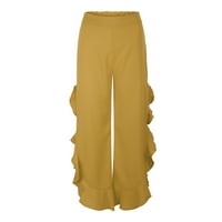 Easheryne posteljine hlače za žene široke noge visokog struka opuštene fit joga hlače široke pantalone