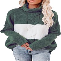 Cocopeueunt ženski povremeni pulover Zima ugodno dugi rukav kornjače za džempere u boji blok pletena