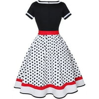 Zunfeo Womens Ljetne haljine - Vintage kratki rukav Trendi V izrez Polka Dot Girls haljine bijeli l