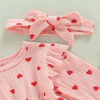 Djevojčice za devojke Valentinovo Romper haljina novorođenčad srce Okrugli izrez dugih rukava suknje