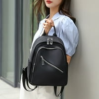 Crni kožni ruksak Ženski veliki kapacitet Korejski jednostavan ruksak za ruksak za vodootporni ruksak za žene Putni torbu Radni ranac za muškarce ruksak za planinarenje ruksaka za odrasle sklopivo