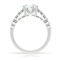 Žene 3. CT Moissite Solitaire zaručni prsten, okrugli i jastuk rezani moissan prsten, srebrna srebra,