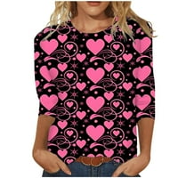 Valentinene majice za žene grafičke teenje dugih rukava na dugim rukavima Ispis s vratom s posadom s