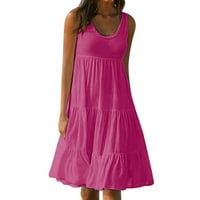 Ljetne haljine za žene Sundress Solid Beave Beaveless Izađite vruće ružičaste 5xl