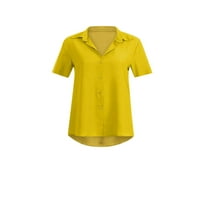 Ljetni kratki rukav vrhovi za žene za žene obične reverzne majice Ležerne tanke gumb dolje bluza Dame