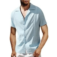 Muške posteljine majice Casual rever u boji košulje s kratkim rukavima na plaži na plaži