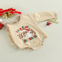 SUNISERY TODDLER Baby Girls Božić Božić Road Pismo Santa Ispis Dugi rukavska kombinezona jesenska odjeća