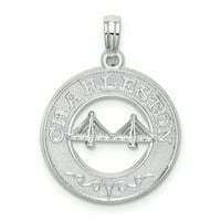 Karat u karasu sterling srebrna polirana završna obrada Teksturirani charleston s mostom šarm privjesak sa srebrnim lanac uže od srebra 18 ''