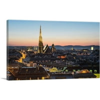 Beč Austrija Skyline Sunset Canvas Art Print - Veličina: 40 26