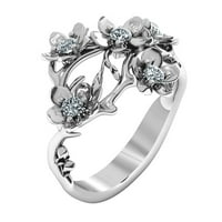 Heiheiup cvjetni nakit za angažman prstena moda za žene bijeli safiri srebrni prstenovi vintage prsten