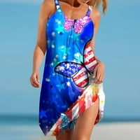 Joau američka haljina za zastavu za žene 4. juli Ležerne prilike bez rukava SAD Zvijezde Stripes Ljeto