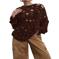 Peyakidsaa džemperi za žene Moss uzorak dugih rukava izdubljeni za skakač