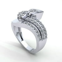 Prirodno 1.5carat Round Cut Diamond Dame Bridal Fancy Accent Angažman prsten Čvrsto 18k ruža, bijelo