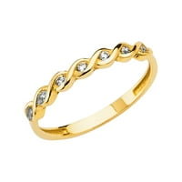 Čvrsta 14k žuta zlatna pletenica ženski kubični cirkonij CZ Modni obljetni prsten veličine 7