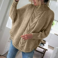 Ženski kotling dugih rukava, predimenzionirani kabeli džemper od kabela pola kornjača, labava boja,