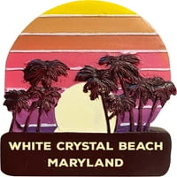 Bijela kristalna plaža Maryland Trendy Suvenir Ručna oslikana smola hladnjak Magnet zalazak sunca i palmine dizajn otprilike