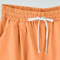Aaiymet ženske kratke hlače Ljetne pamučne hlače plus veličina visokih struka kratkih kratkih rukavaca za plažu na plaži Džep za vježbanje pet bodova, narandžasti xxl