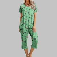 Viadha ženski ispis okrugli vrat kratkih rukava za spavanje i pantalone postavljaju loungewear pidžame